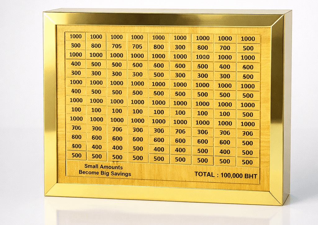 100,000 Savings Challenge Board – Money Saving Tracker Frame